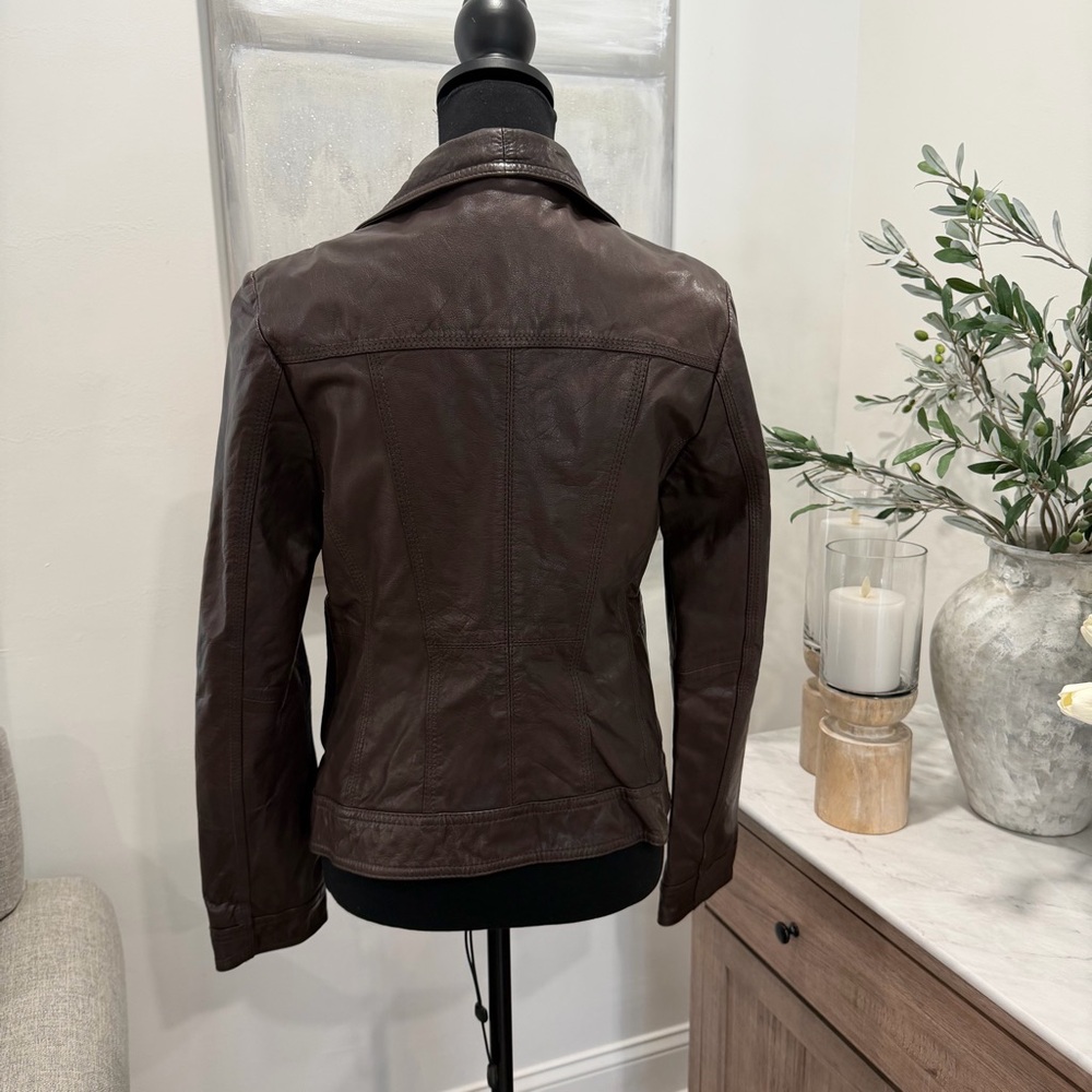 Guess Vintage Genuine Leather Jacket Brown - Picture 3 of 12